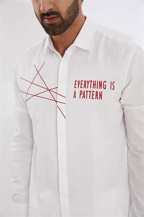 Printed Smart Casual White Designer Shirt For Men by HE SPOKE