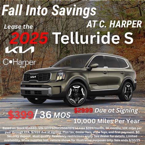 Lease the 2025 Kia Telluride S | C. Harper Kia Specials Belle Vernon, PA
