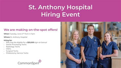St. Anthony Hospital Hiring Event, CommonSpirit St. Anthony Hospital ...