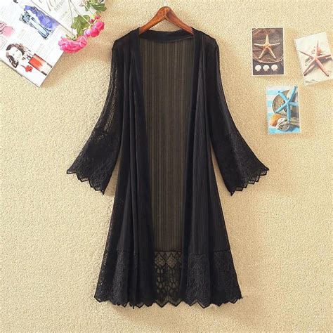 Cavosen Womens Dressy Long Cardigans Black Summer Lace Long Sleeve ...