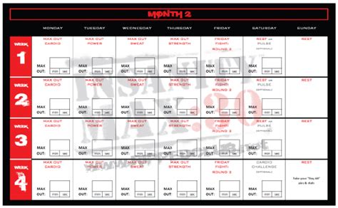 Here is a free printable #insanitymax30 month 2 workout calendar ...
