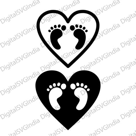 Buy Heart Child Foot SVG, Baby Footprint Svg, Svg Png Dxf Eps Files ...