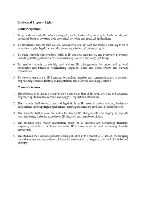 Intellectual Property Rights Course Overview and Objectives - Studocu