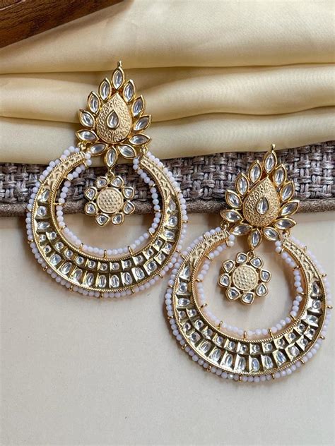 Antique Pearl Drop Gold Plated Kundan Earrings- Abdesigns ...