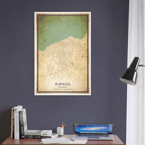 Vintage Kupang Indonesia Map Poster, Kupang City Road Wall Art Print - Custom Maps & Posters