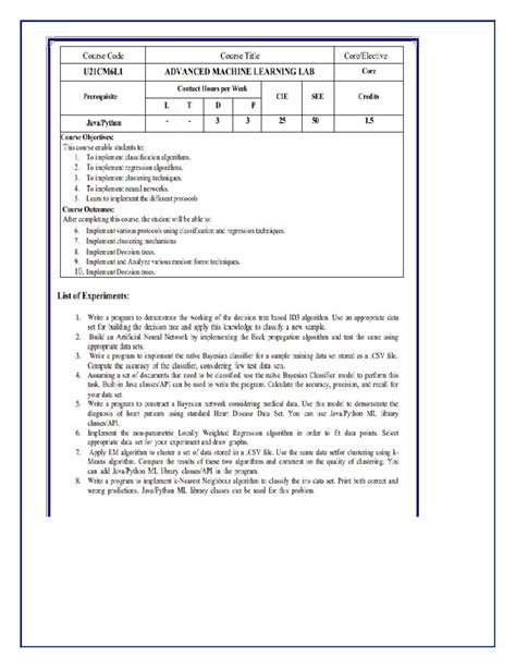 Advanced ML Lab (2025): Hands-on Classifications & Regression ...