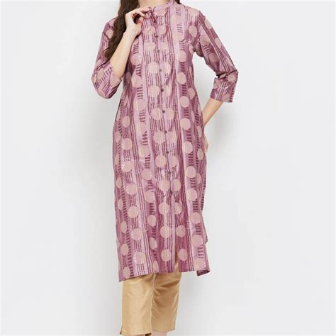 Buy Women Printed Band Collar Straight Kurta Online at just Rs. 999.0 ...