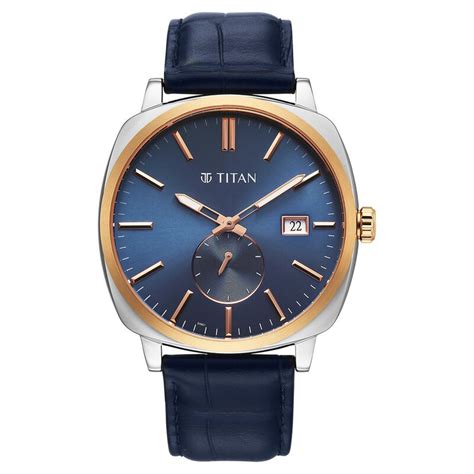 Buy Online Titan Classique Suave Analog with Blue Dial Blue Leather ...