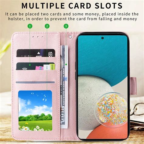 Um estojo Flip para carteira azul com porta-cartões e função de suporte ...