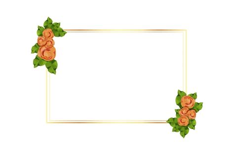Cornice dorata decorata con rose fiori e foglie in stile cartone ...