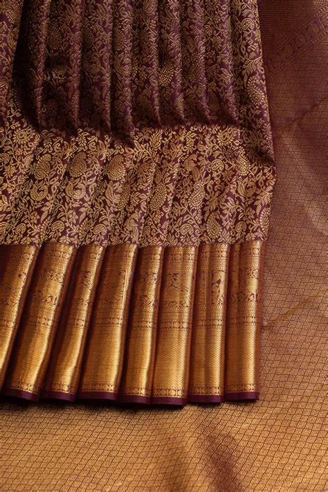 Sangria purple vanasingaram brocade pure Kanchipuram silk saree – Clio ...
