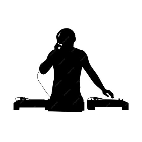 Premium Vector | Disc jockey man silhouette dj dj and record decks vector isolated on white