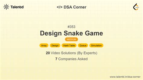 353. Design Snake Game - Medium | DSA Corner | Talentd