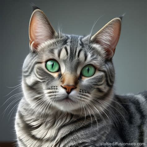 Blue Gray Tabby Cat Portrait | Stable Diffusion Online