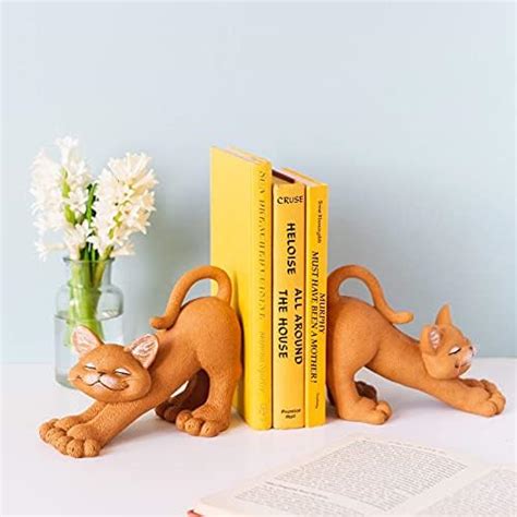 Whimsical Orange Cats Smiling Decorative Bookends Set - Happy Cat ...