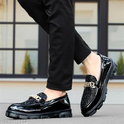 Men's Black Synthetic Leather Solid Casual Shoes - Comfort & Style