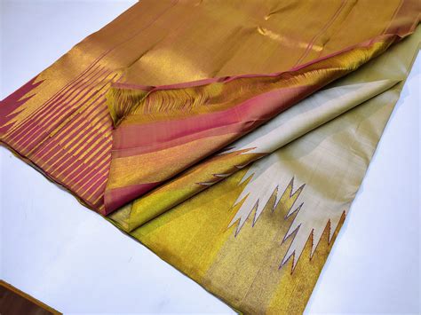 Pure Handloom Zari temple border With Kanjivaram Silk Sarees – Dailybuyys