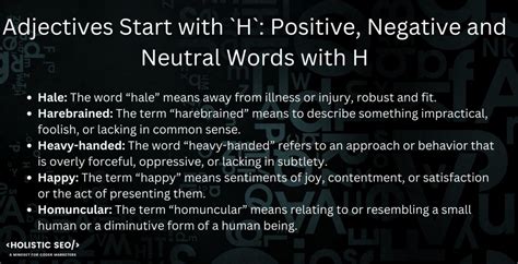 Adjectives Start with `H`: Positive, Negative, and Neutral Words with H ...