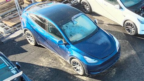 Tesla Model Y in Deep Blue Metallic color spotted outside Giga Berlin ...