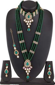 Shostopper by Sukkhi Zinc Gold-plated Green Jewellery Set Price in ...