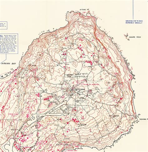 "Secret" 1944 map of Iwo Jima prepared for the American invasion - Rare ...