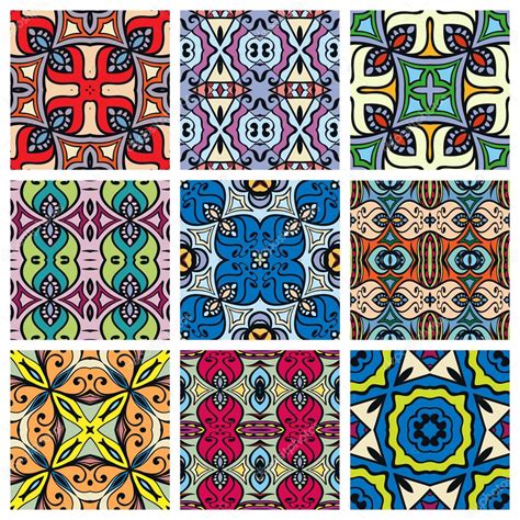 Set of seamless geometric patterns, design elements collection, vector ...