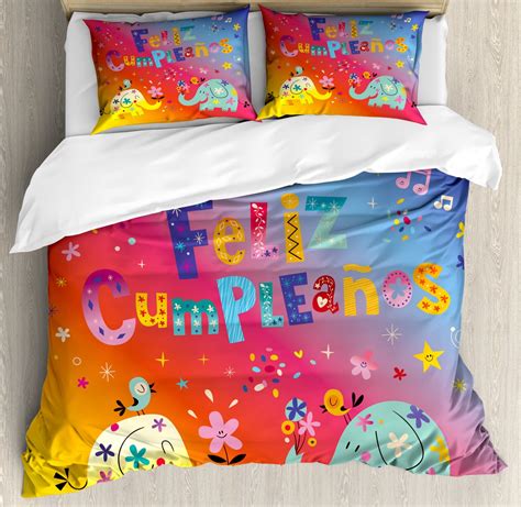 Spanish Duvet Cover Set Queen Size, Feliz Cumpleanos Happy Birthday ...