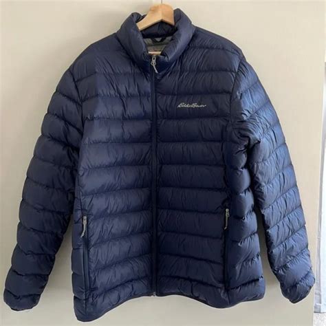 Eddie Bauer Men’s Navy Puffer Jacket Size 2XL - Depop