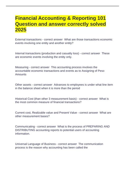 Financial Accounting & Reporting 101 Question and answer correctly ...