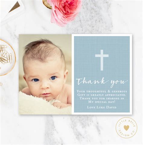 Baptism Thank You Card / Boy Baptism Thank You Cards / | Etsy