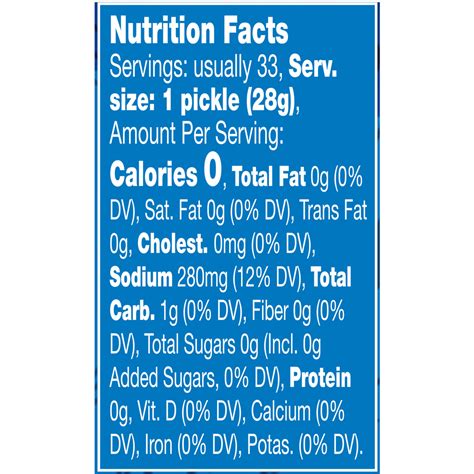 Vlasic Pickles, Kosher Dill, Baby Wholes-Nutrition-Facts