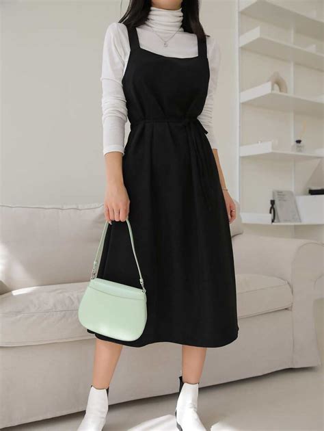 DAZY Vestido Jardineira Sólido Com Cinto Sem Blusa | SHEIN Brasil