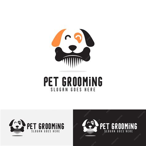 Premium Vector | Simple dog bites bone hair comb logo design pet ...