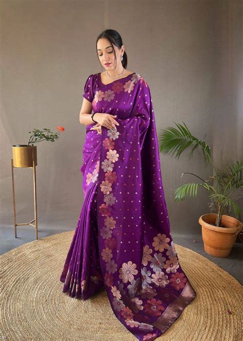 Purple Organic Banarasi Saree – Elegant Wedding Edition – Kalamandir Sarees