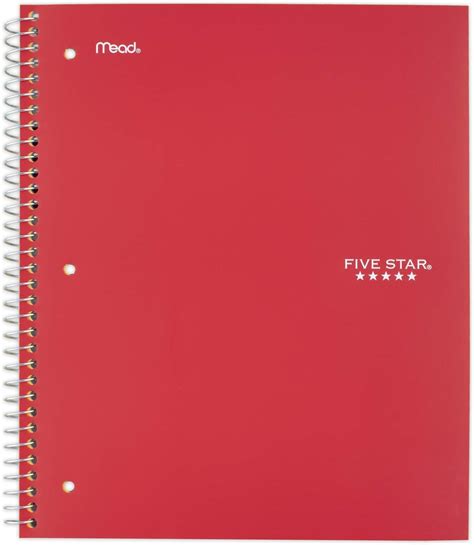 Buy Five Star Spiral Notebook, 5 Subject, College Ruled Paper, 200 ...