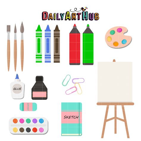 Art Supplies Clip Art Set – Daily Art Hub // Graphics, Alphabets & SVG