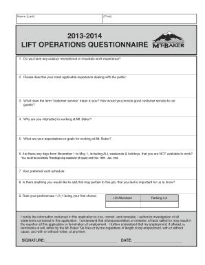 Fillable Online jobs mtbaker 2013-2014 lift operations questionnaire ...