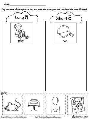 Short and Long Vowel A Picture Sorting | MyTeachingStation.com