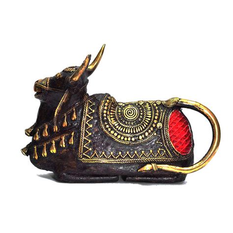 Buy MKS handicrafts Dhokra Crafted Nandi 05 | Tribal Handicraft | Home ...