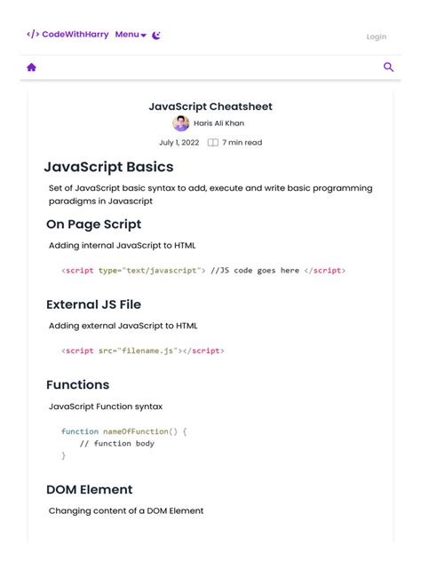 Image result for Loop through Objects JavaScript Cheat Sheet