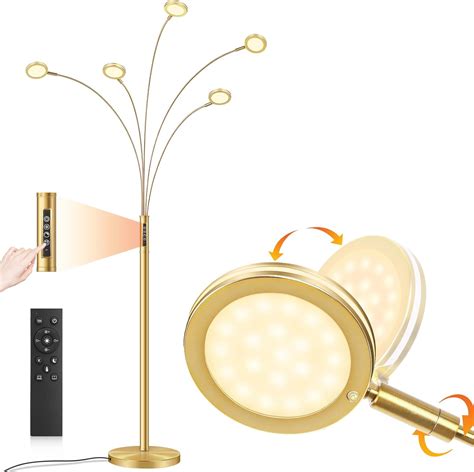 LED Arc Floor Lamp with Remote, 2250LM Dimmable Gold Floor Lamp with ...