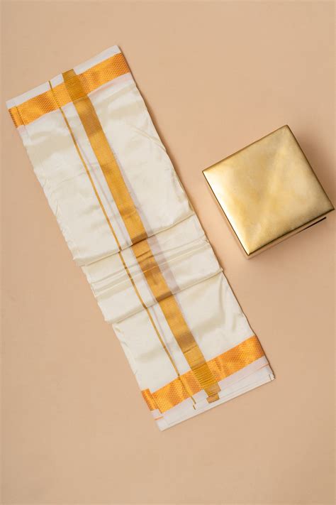 Men's Off White Silk Dhoti | Clio Silks