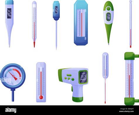 Thermometers types. Isolated thermometer for medicine, industrial ...