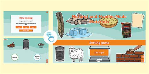 Natural or Human-Made Materials Interactive Sorting Activity