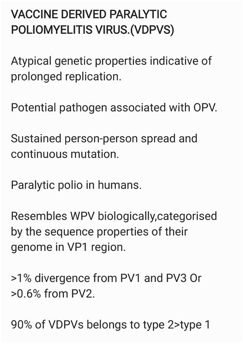 Vaccine derived paralytic poliomyelitis - Nursing - Studocu