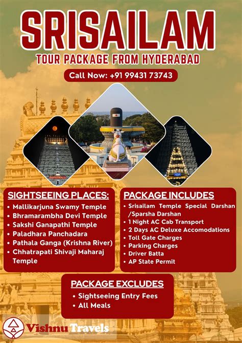 Hyderabad to Srisailam Tour Package - Vishnu Travels