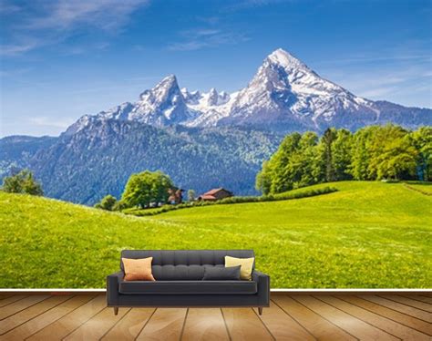 Avikalp MWZ2453 Mountains Trees Grass Houses HD Wallpaper – Avikalp ...