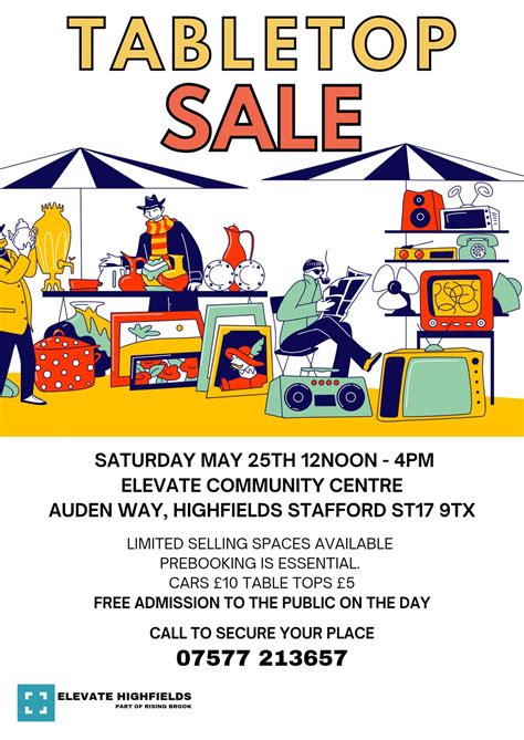 Elevate Highfields Table Top Sale & Mini Carboot, Auden Way, Stafford ...