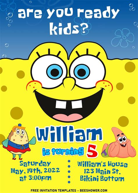 Spongebob Birthday Invitations
