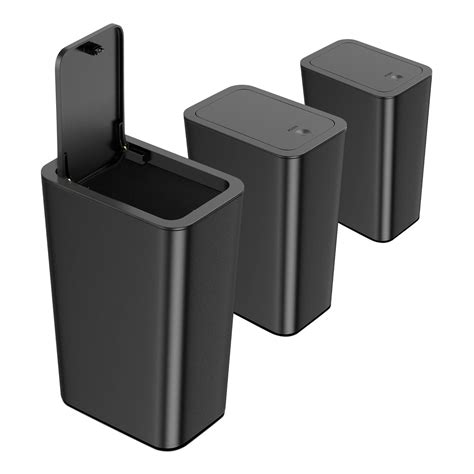 N. NETDOT 3 Pack 10 Liter Small Trash Can with lid, 2.6 Gallon Bathroom ...